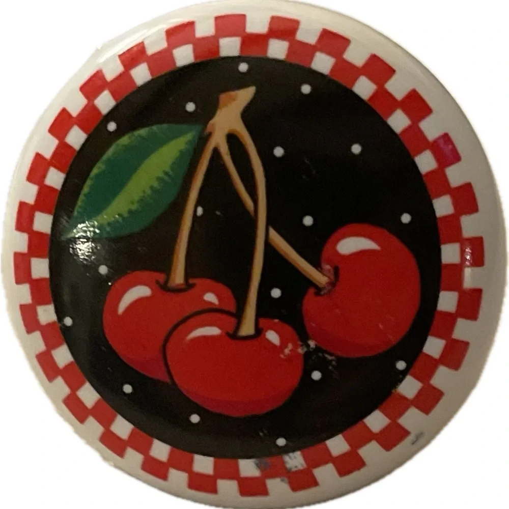 Set of Mary Engelbreit Ceramic (1)Cherry and (1)Kettle Drawer or Cabinet Pulls